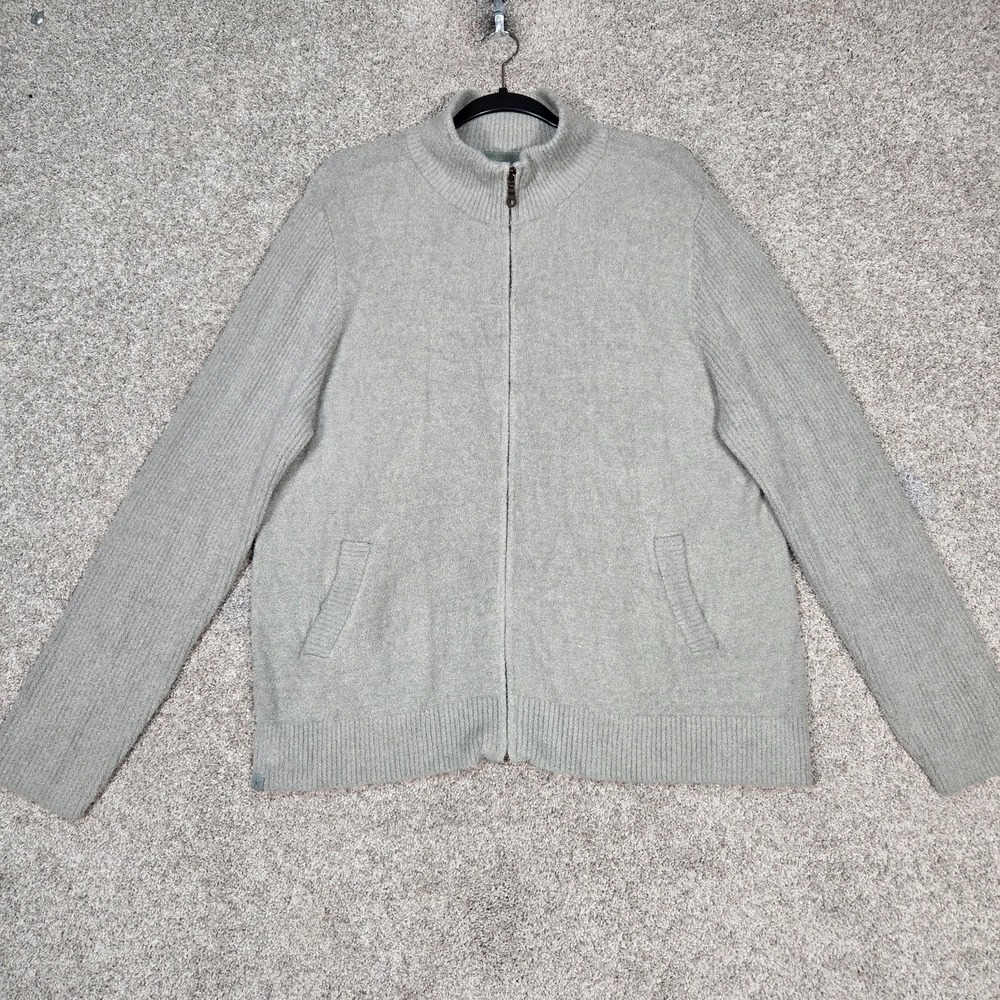Barefoot Dreams Cozychic Lite Full Zip sweater jacket Pockets Gray Women's 2XL